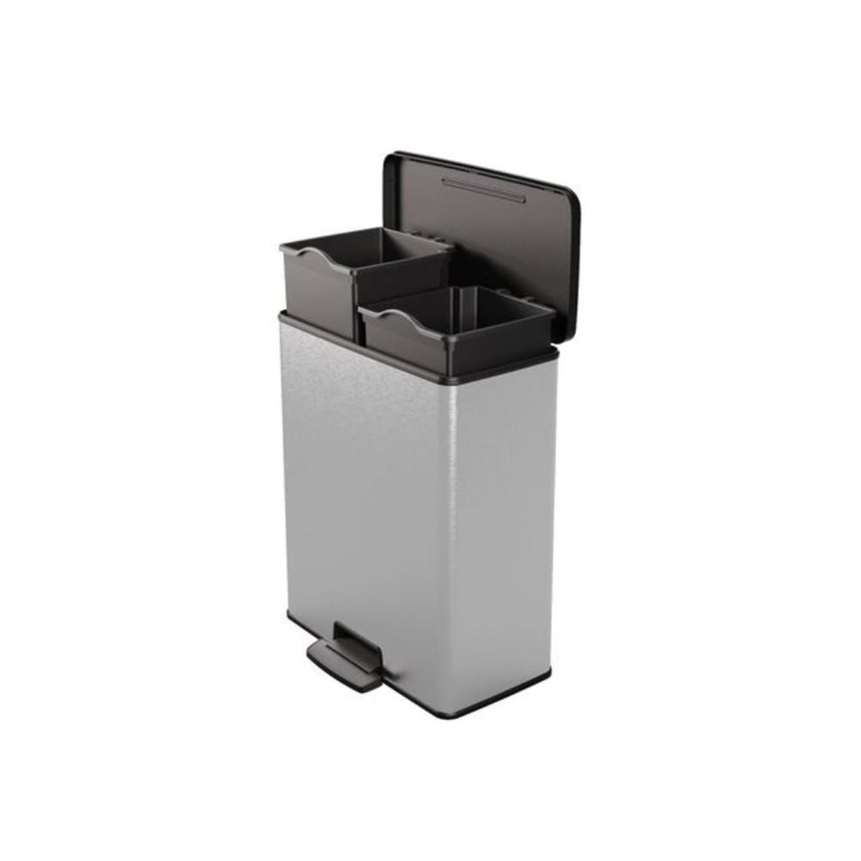 Curver deco bin duo pedalspand 26l+26l sølv metallic