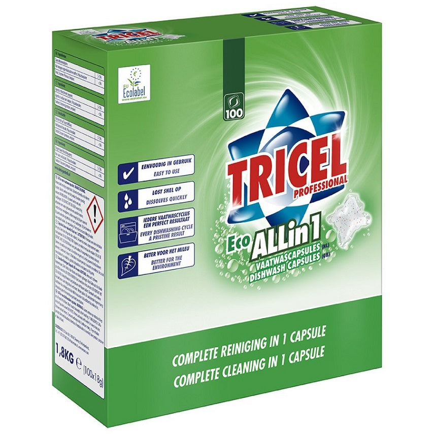 Tricel produkter opvaskemaskine kapsler alt i 1 100x18gr