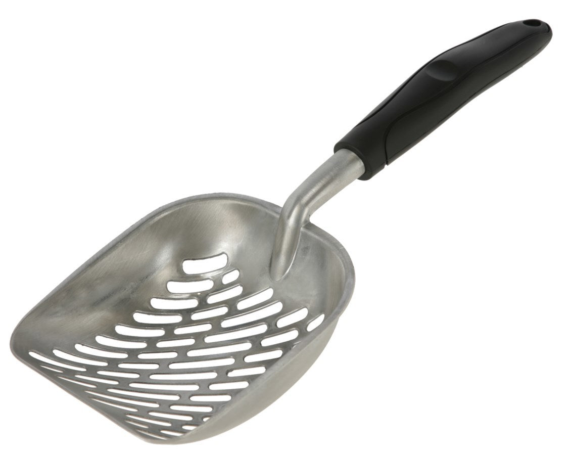 Produkter scoop aluminium sort 35 x 14cm med plastik håndtag