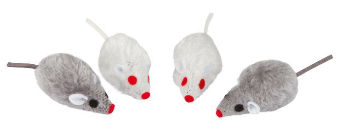 Produkter mus grå hvid 5cm 4 stk