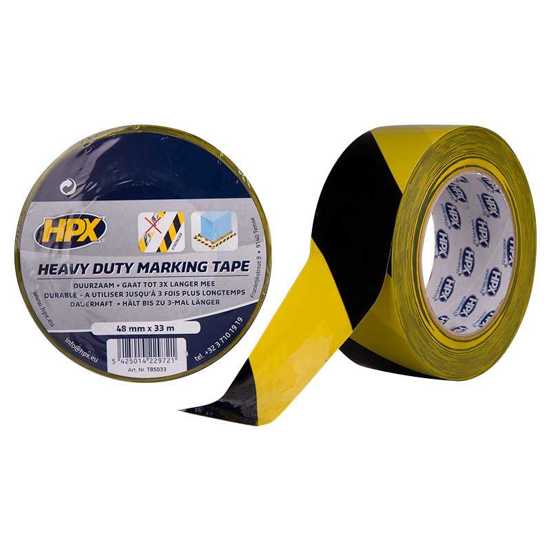 Hpx produkter selvklæbende barrieretape kraftig gul sort 48mm x 33m