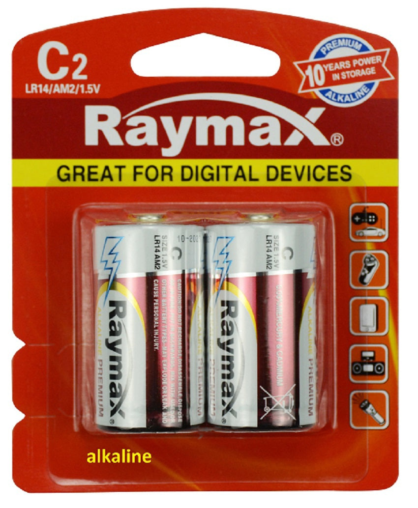 Raymax produkter batteri alkalisk lr14 c 1 5v x2 stk