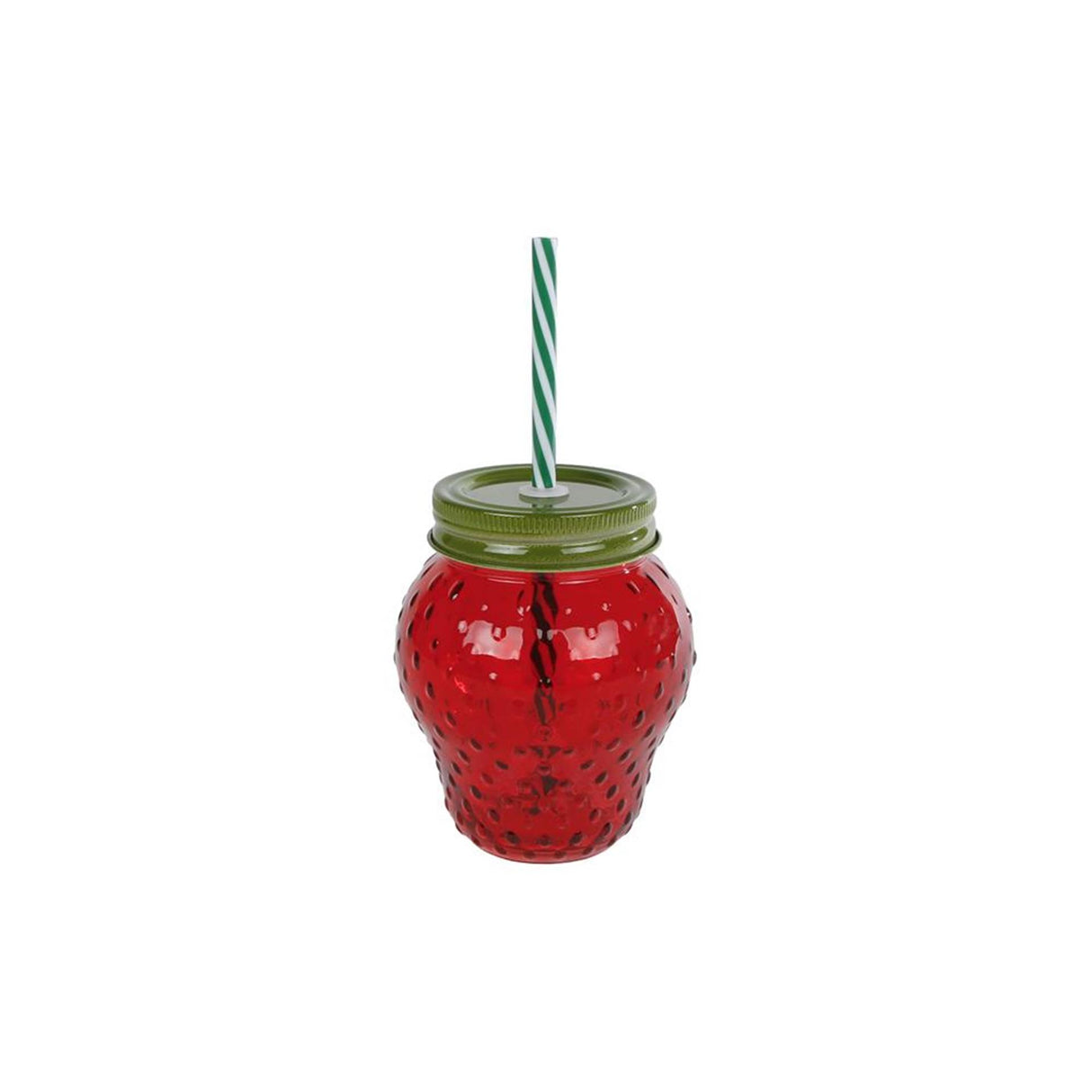 Jordbærdrikkeglas med sugerør 10,5x10,5x12,5cm jordbær