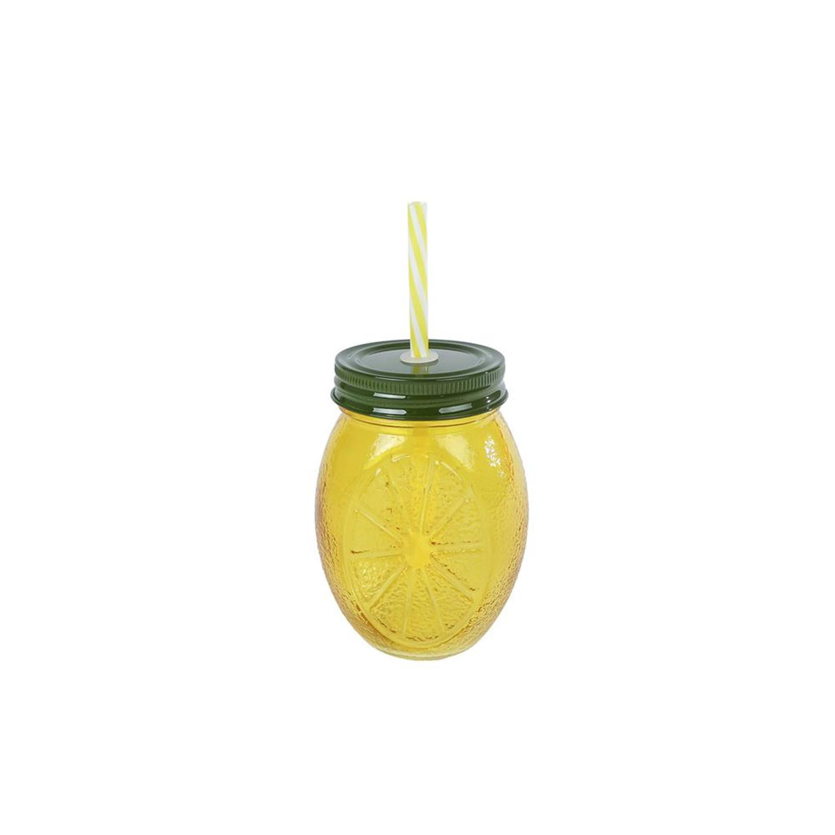 Citrondrikkeglas med sugerør 10,5x10,5x12,5cm citrus
