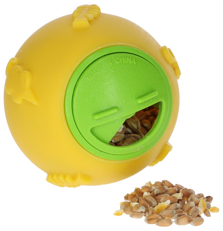 Produkter snackkugle til kyllinger 7,5 cm gul