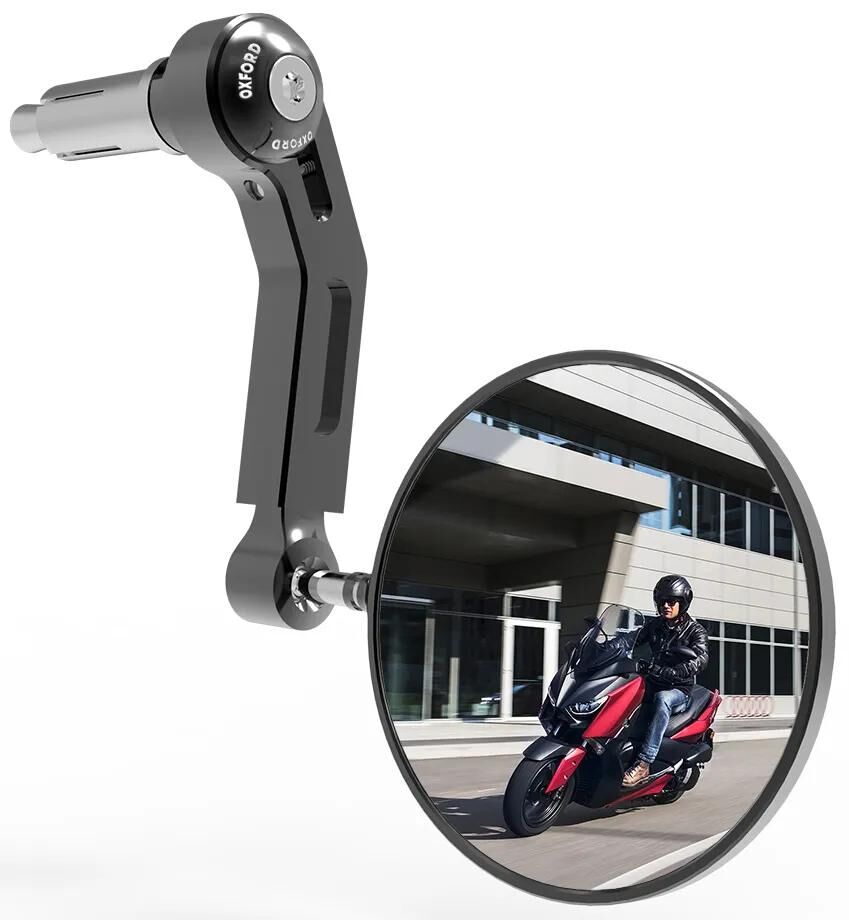 Oxford spejlstang ende premium aluminium styr spejl aluminium sort venstre