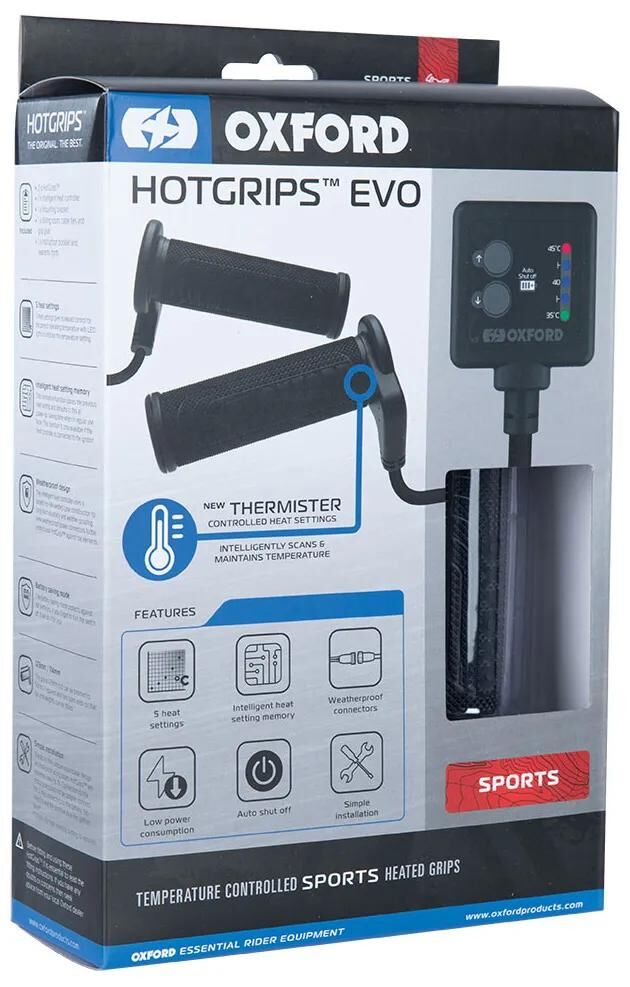 Oxford opvarmede greb hotgrips evo varmegreb evo s 22+25 mm åben 5-trins