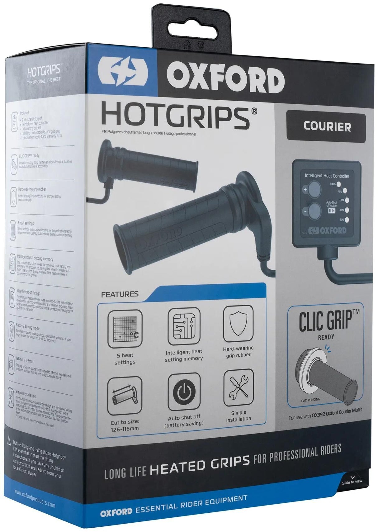 Oxford varmegreb courier hotgrips varmegreb adv c 22+25mm åben 5-trins