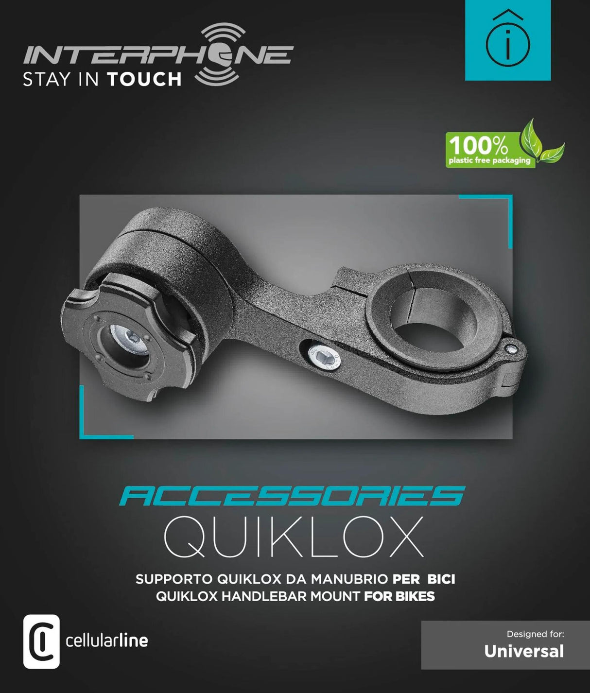 Interphone handyhalter quiklox taskeholder q-lox til cykelhåndtag