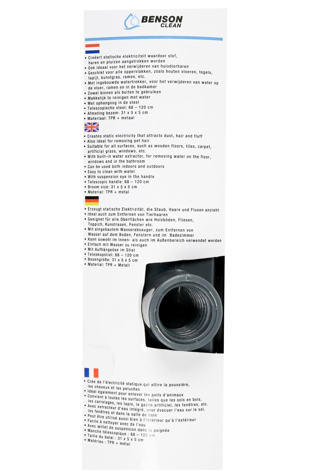 Producten rubberbezem 31cm met telescoopsteel 68 120