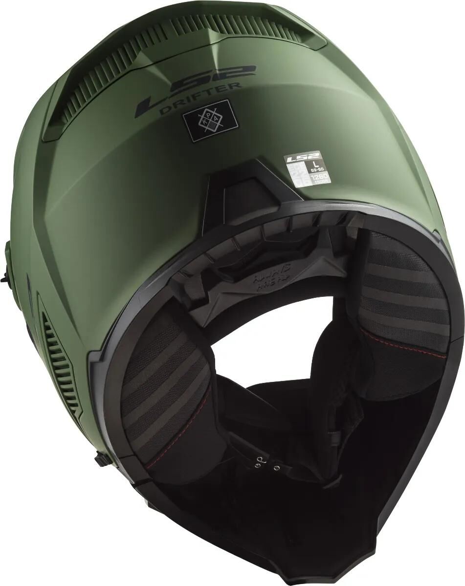 Ls2 modulær hjelm af606 drifter solid hjelm drifter grøn mat gr. m