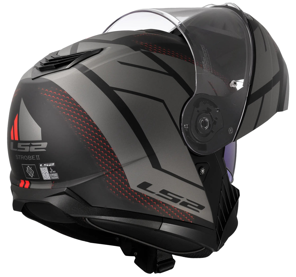 Ls2 klaphelm ff908 strobe ii kode hjelm strobe ii ff90 kode sort grå mat xxl