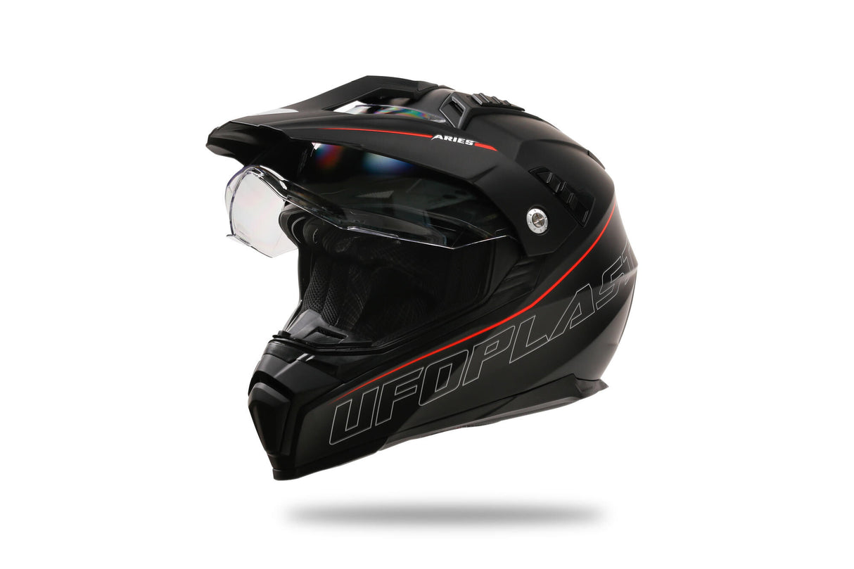 Ufo plast enduro hjelm aries hjelm aries l sort rød