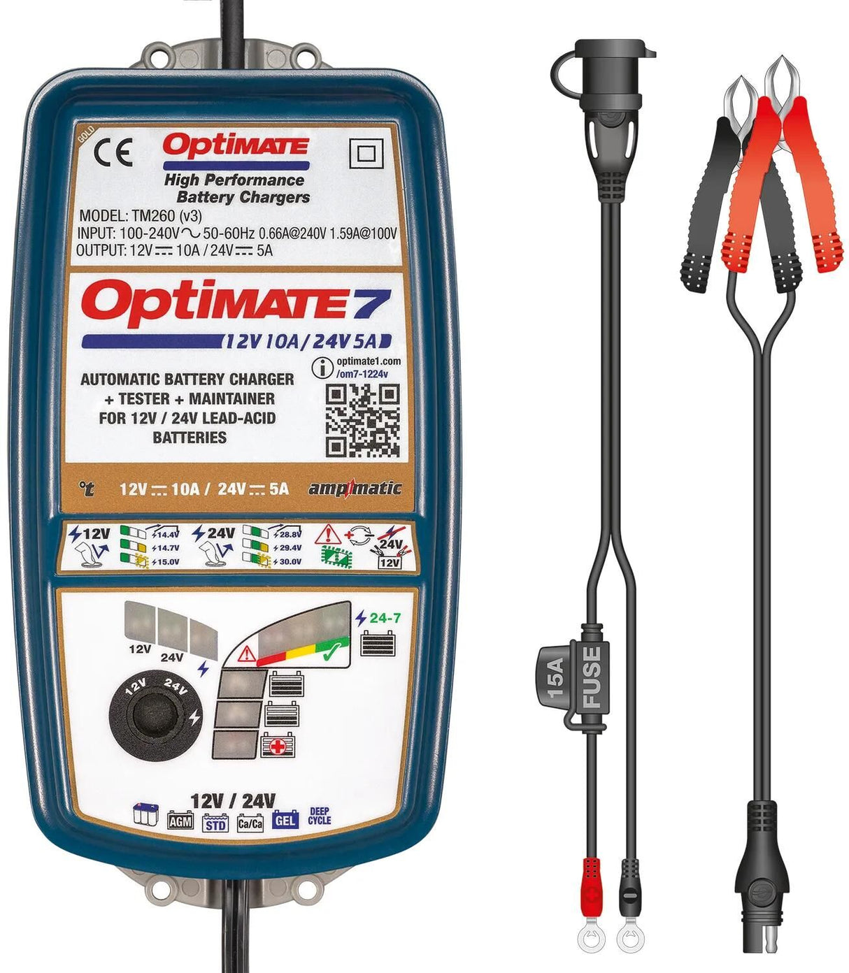 Tecmate batterioplader optimate 7 12v-24v optimate 7 oplader 12v 24v