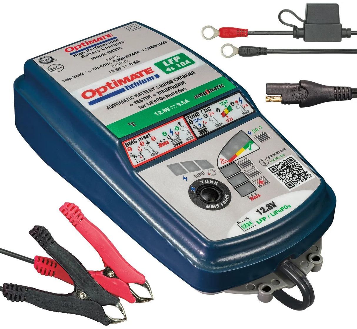 Tecmate batterioplader optimate lithium 4s 10a optimate 4s oplader lithium 9.5a