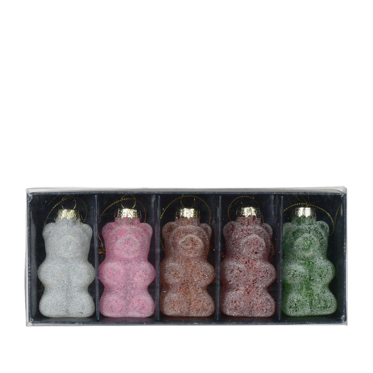 Decoris julevedhæng i form af et gummibjørneglas dia4x8cm 5-delt