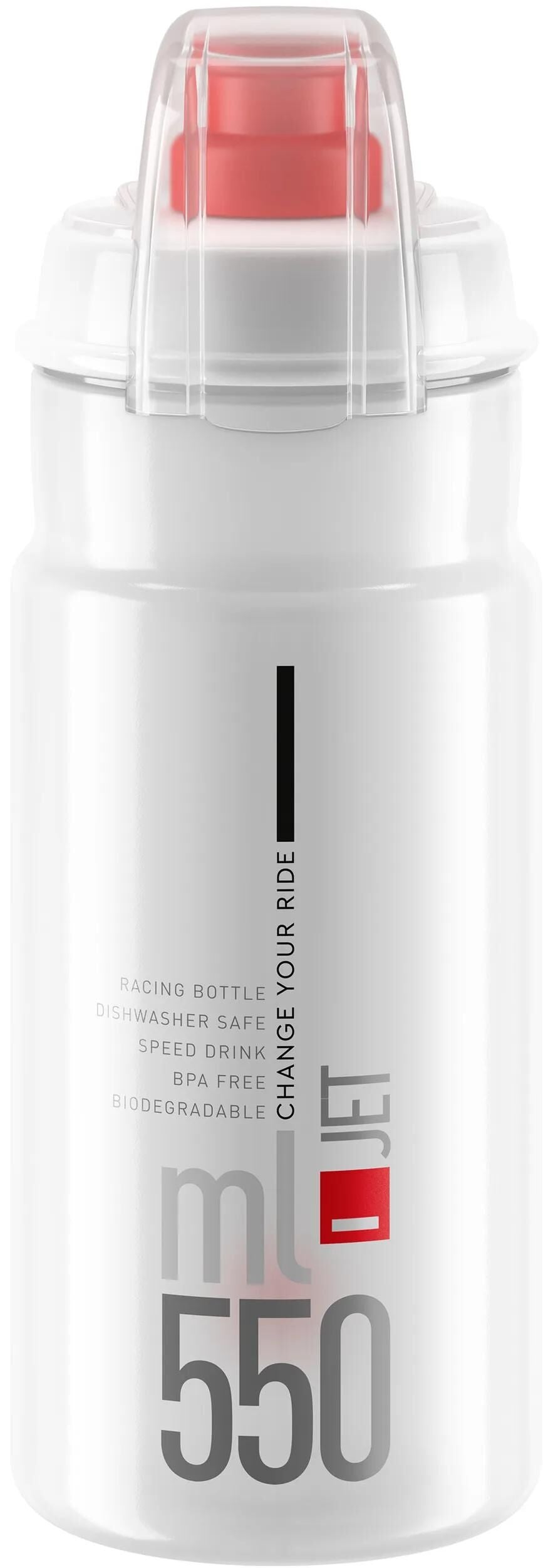 Elite vandflaske jet plus flaske jet plus 550ml klar rød med låg