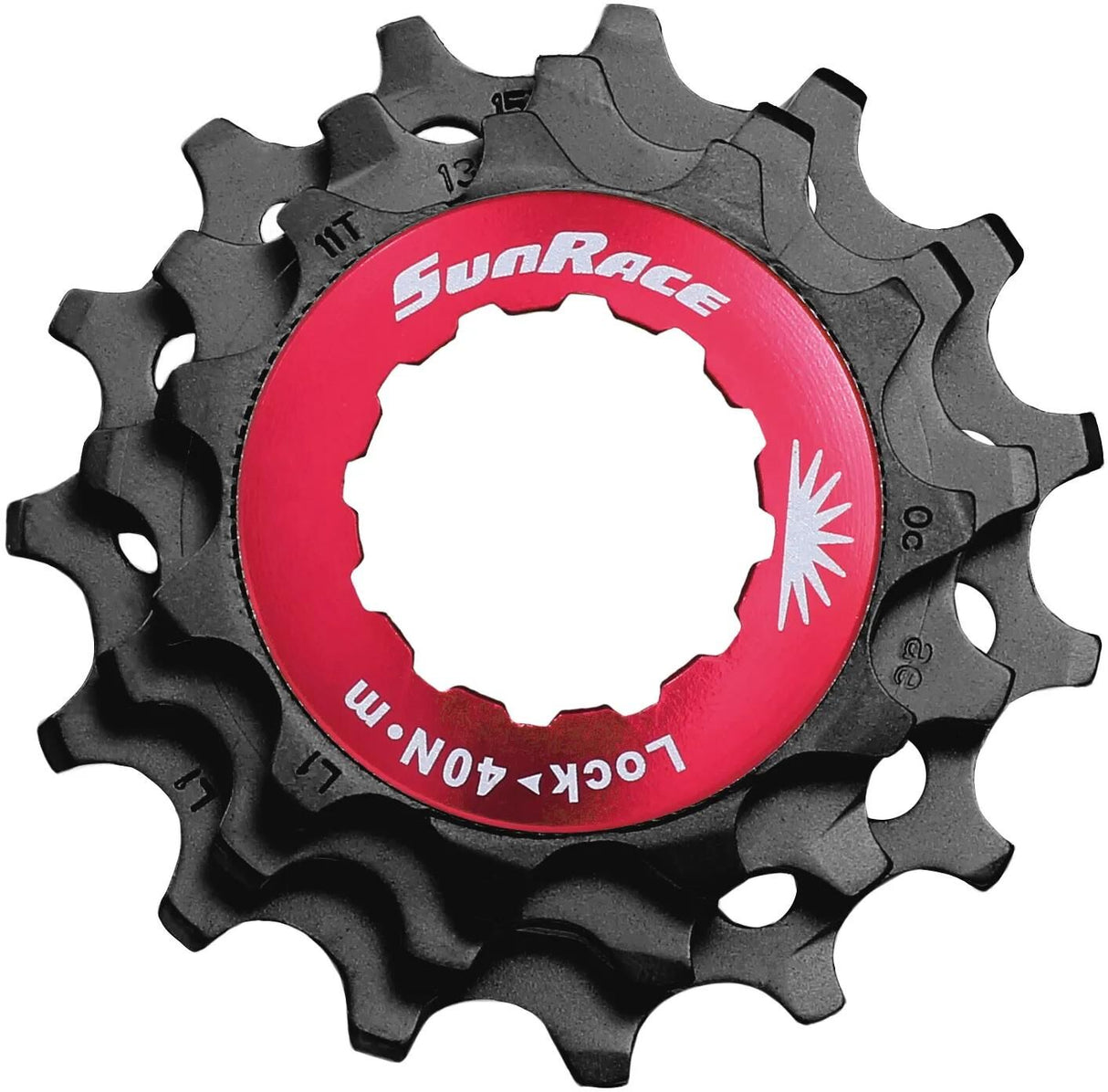 Sunrace låsering med tandhjul 12v 11 13 15t sort