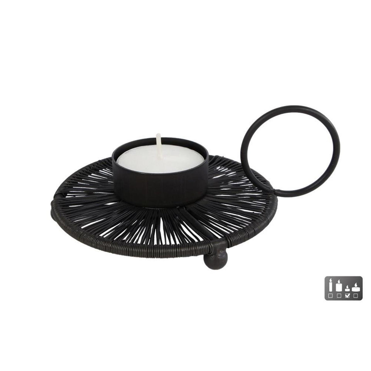 Cosydecor fyrfadsstage wire sort metal 14x11x4cm (ekskl. fyrfadslys)