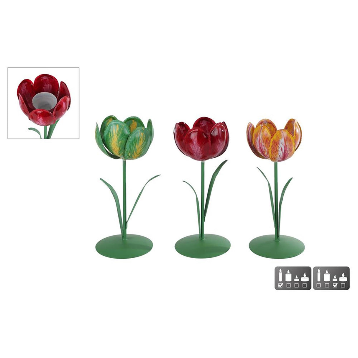 Lysestage tulipan i metal 8x8x20cm