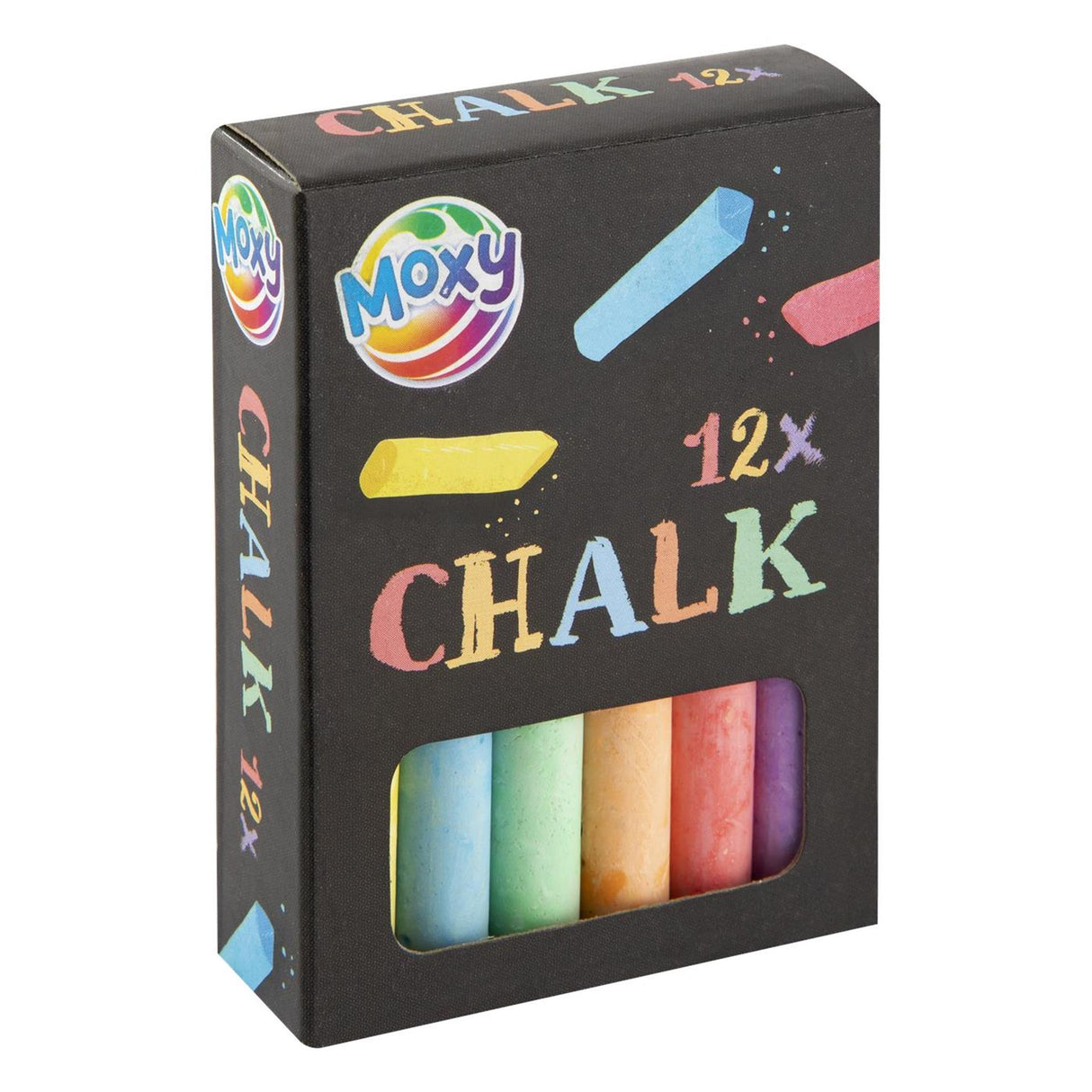 Moxy tavlekridt 12 i æske, hvid eller farvet