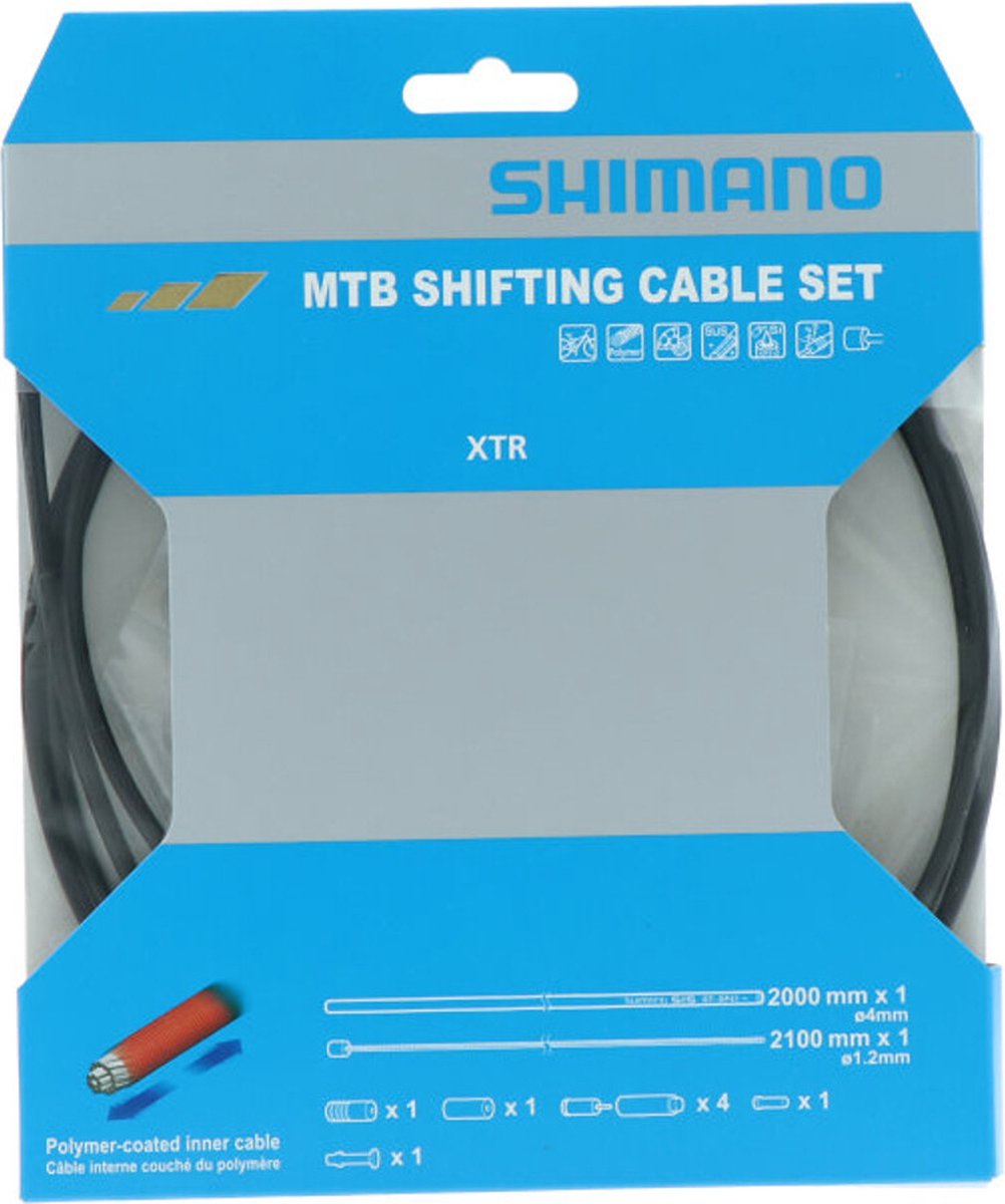 Shimano xtr mtb skiftekabelsæt – polymerbelægning – 2100 2000 mm – rustfrit stål – sort