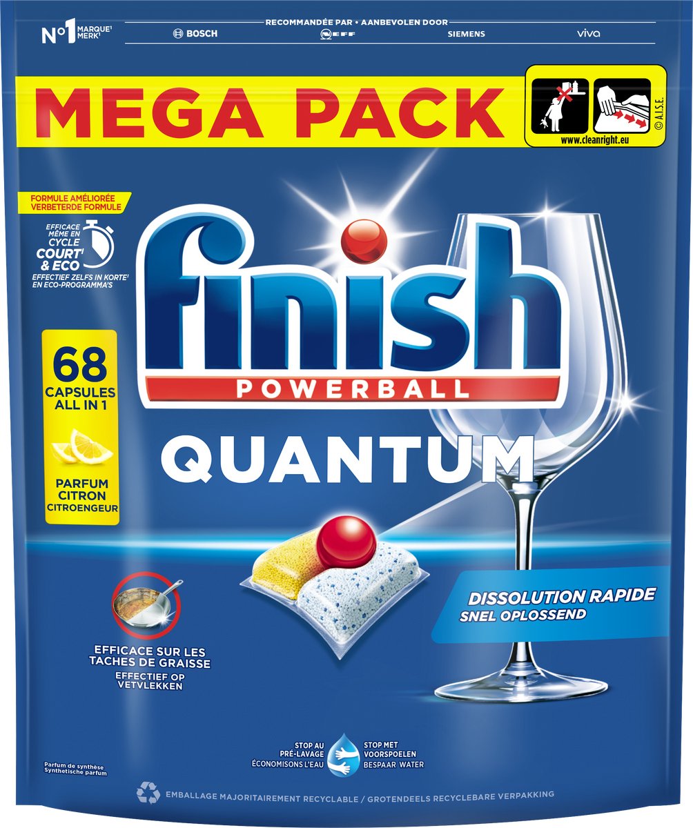 Finish quantum lemon opvasketabletter - 68 kapsler