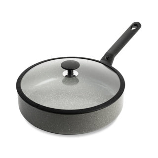 Bk granit keramisk keramisk bradepande 28cm – 4,2l – induktionsgryde – med låg – ovnsikker op til 160 grader – koldt håndtag – PFAS-fri – grå