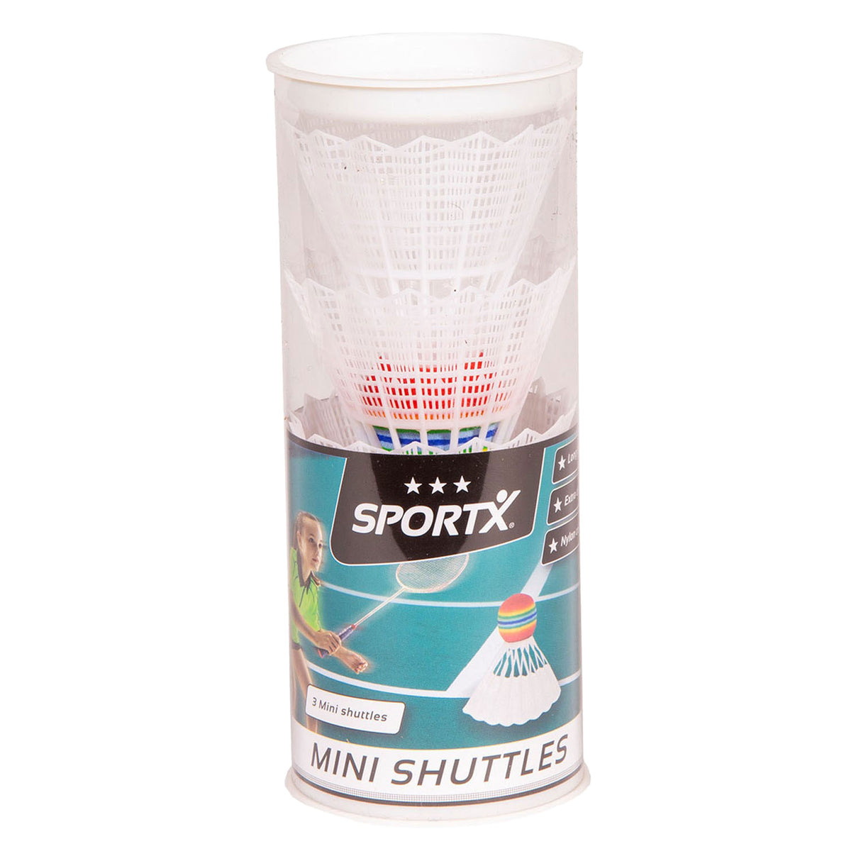 SportX Mini Badminton Shuttles i Tube, 3ST.