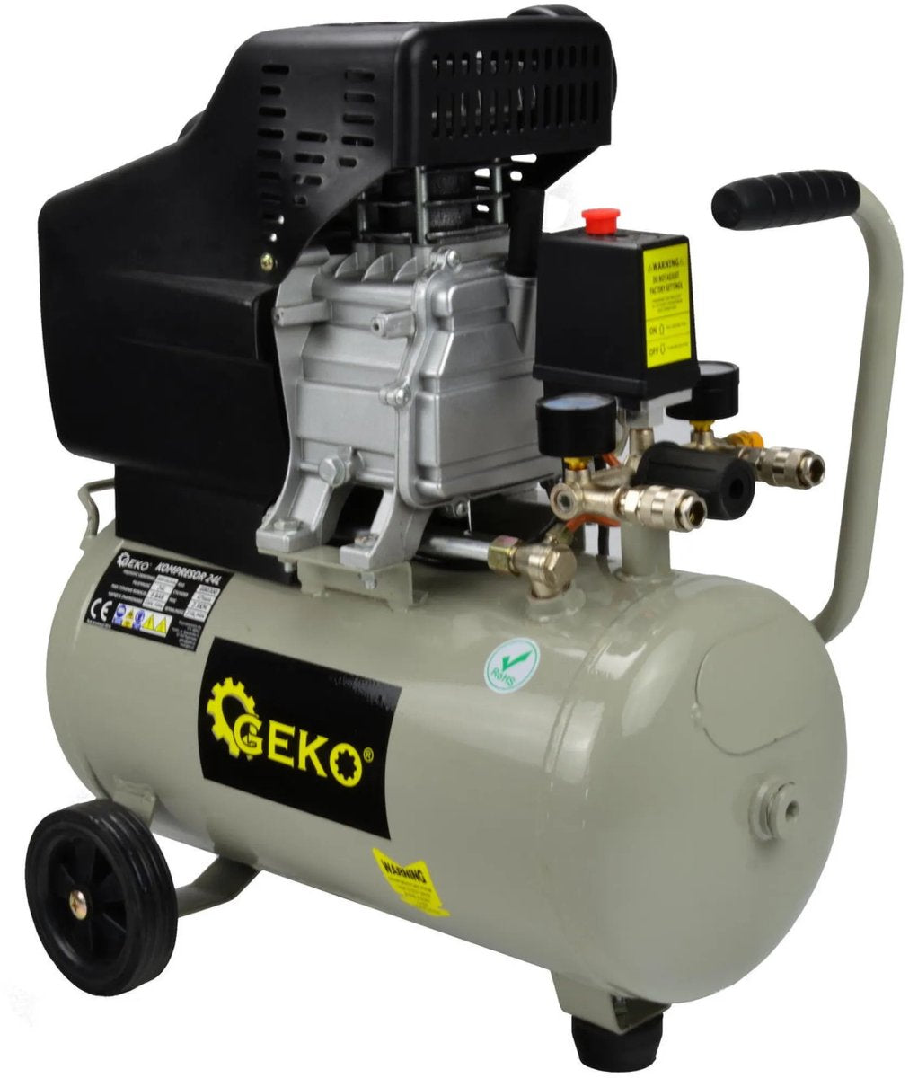 Geko oliesmurt luftkompressor - 24l - 8 bar - 210 l min - stål - vandret design