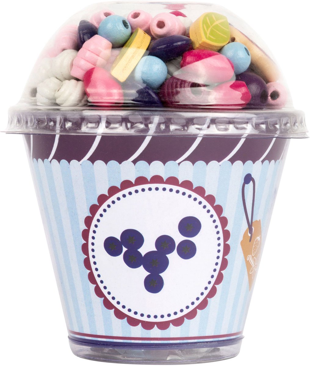 Lille fod - træperler smykkefremstilling cupcake