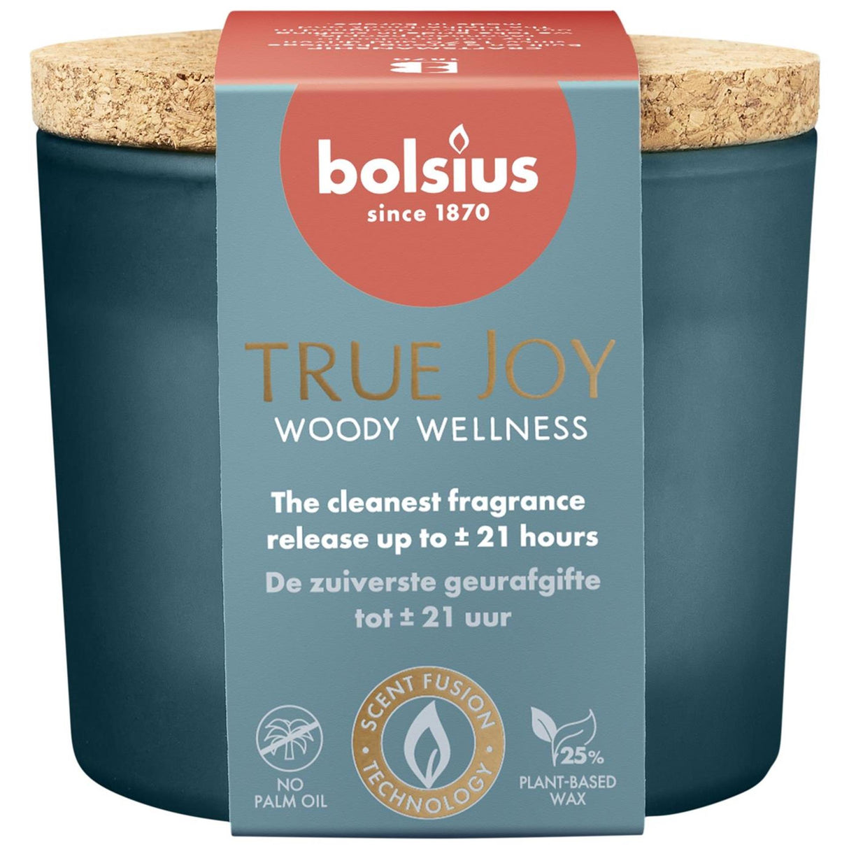 Bolsius duftglas + låg 66 83 woody wellness