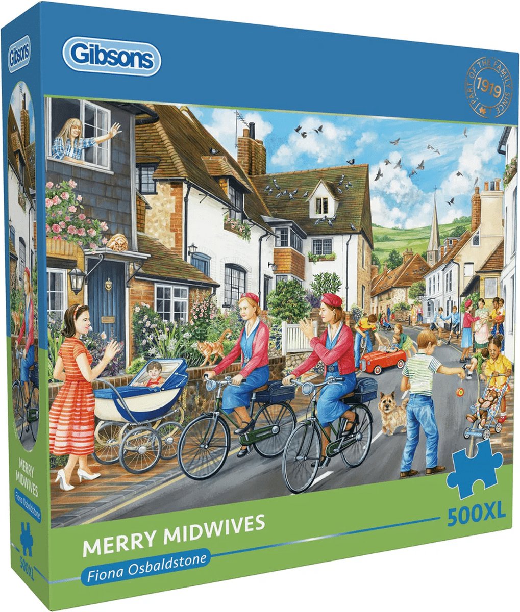 Gibsons - glade jordemødre (af fiona osbaldstone) - 500xl brikker 68×49cm (b×h) - puslespil for voksne