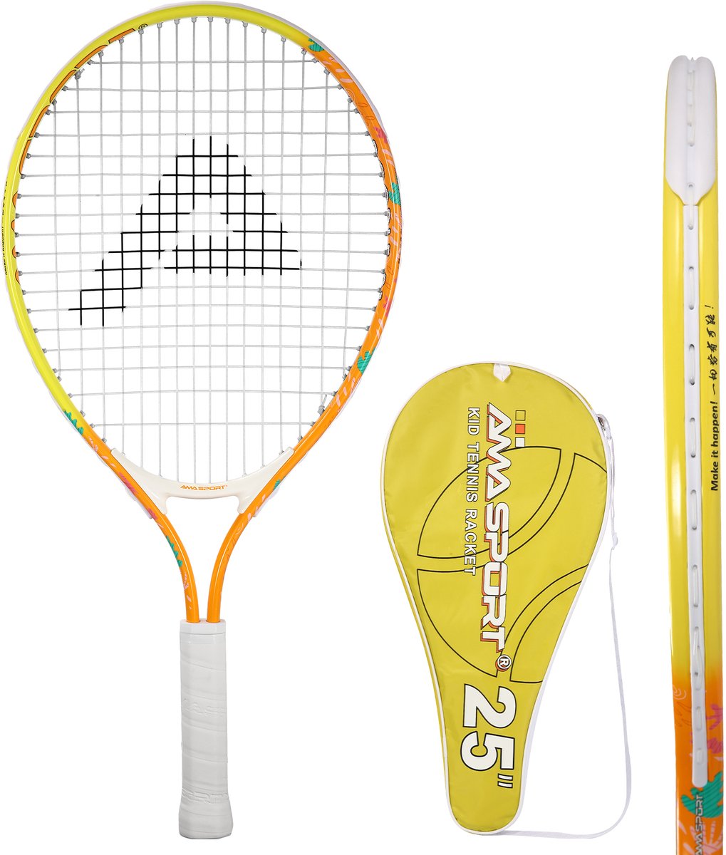 Ama sport børnetennisketcher orange 25 tommer - letvægts juniorketcher med taske - ideel til begyndere -