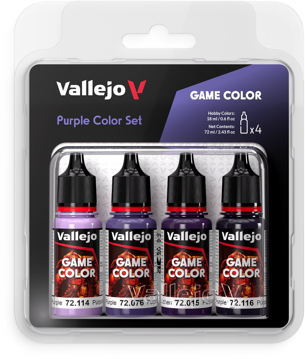 Vallejo hobbymaling akrylmaling - 72382 spilfarve - lilla farvesæt - akrylsæt malingssæt - 4x 18 ml