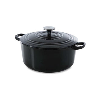 Bk bordeaux støbejernsgryde 24cm 4,2l - induktionsgryde - støbejernsgryde - ovnsikker op til 230 grader - låg med drypringe - hvid emalje indvendig - sort