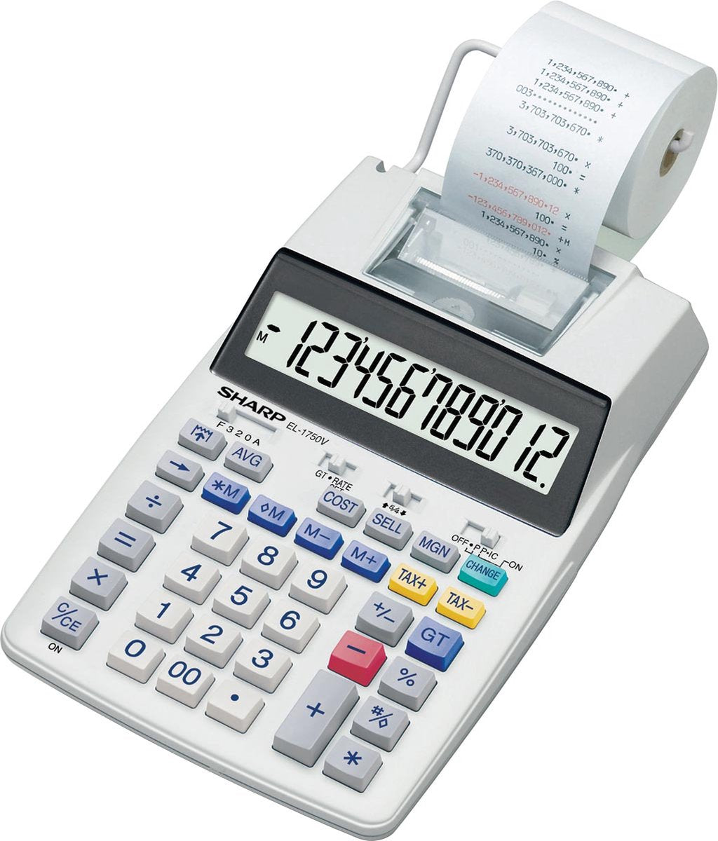 Sharp lommeregner - el1750v - grå - 12 cifre - 4x AA batteri - sh-el1750v
