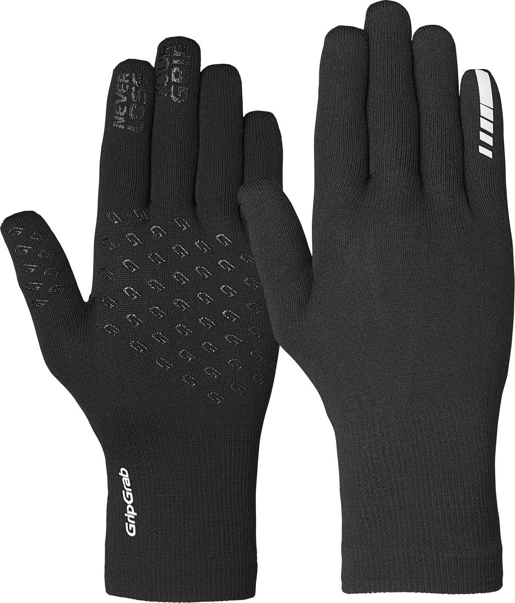 Gripgrab - vandtætte strikkede termo cykelhandsker vandtætte strikkede regncykelhandsker - sort - unisex - størrelse xs s
