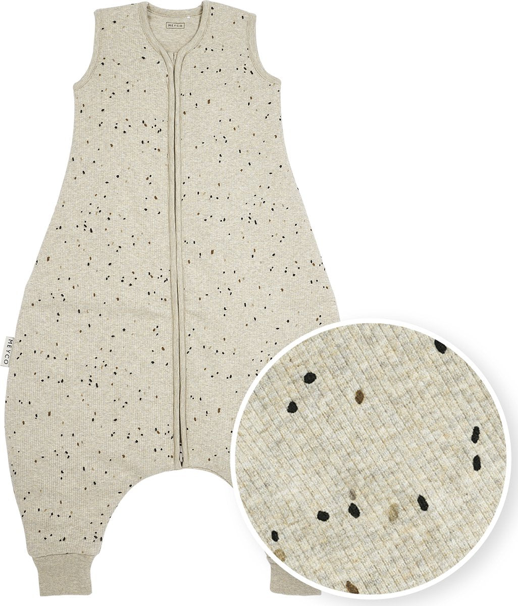 Meyco baby rib mini spot baby vintersøvn overall trøje - sandmeleret - 92 cm - 2,0 tom