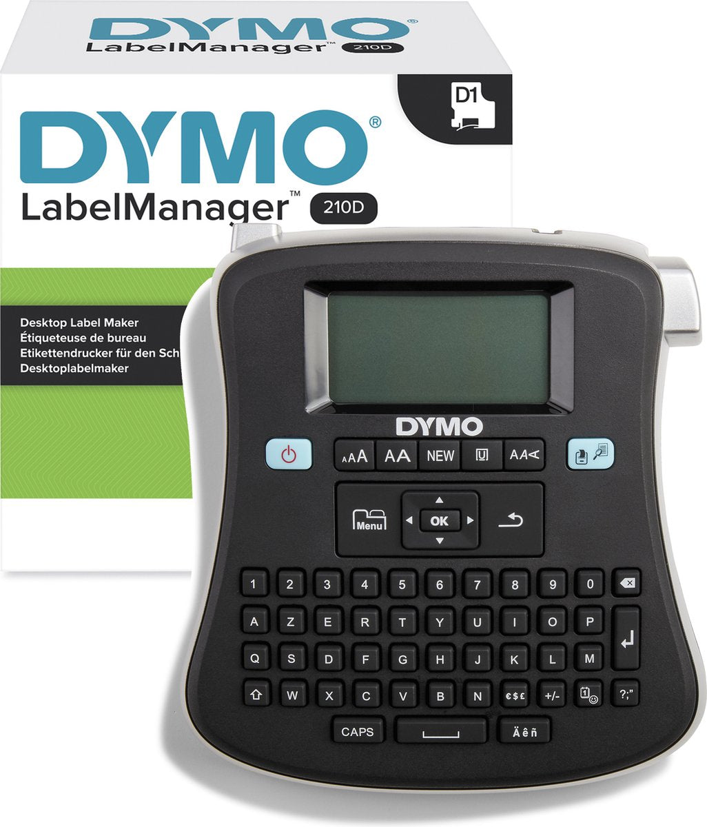 Dymo label manager 210d label maker | desktop etiketprinter | bærbar etiketmaskine med azerty tastatur | stor skærm og taster for hurtig adgang | til kontor- og hjemmebrug