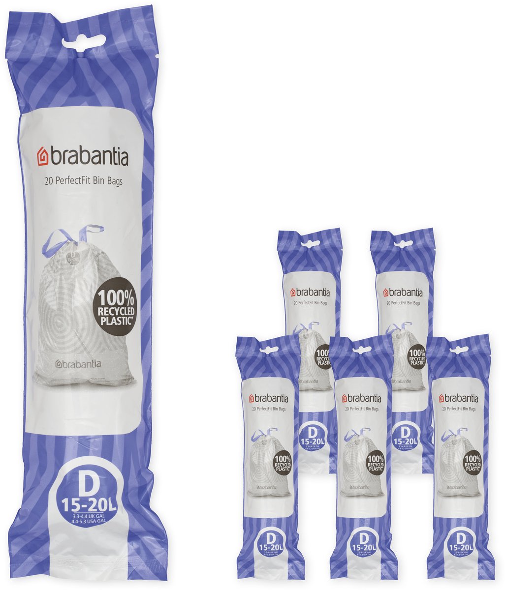 Brabantia perfectfit affaldssække - 15 20 l - kode d - 6 ruller x 20 stk.