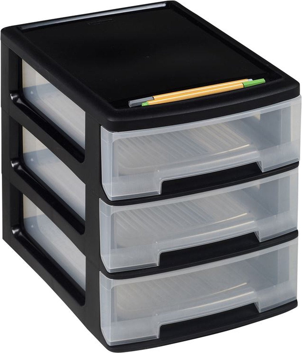 Curver babel skuffesystem a4 - 3x5l - 35x26,5x31,3 cm - sort