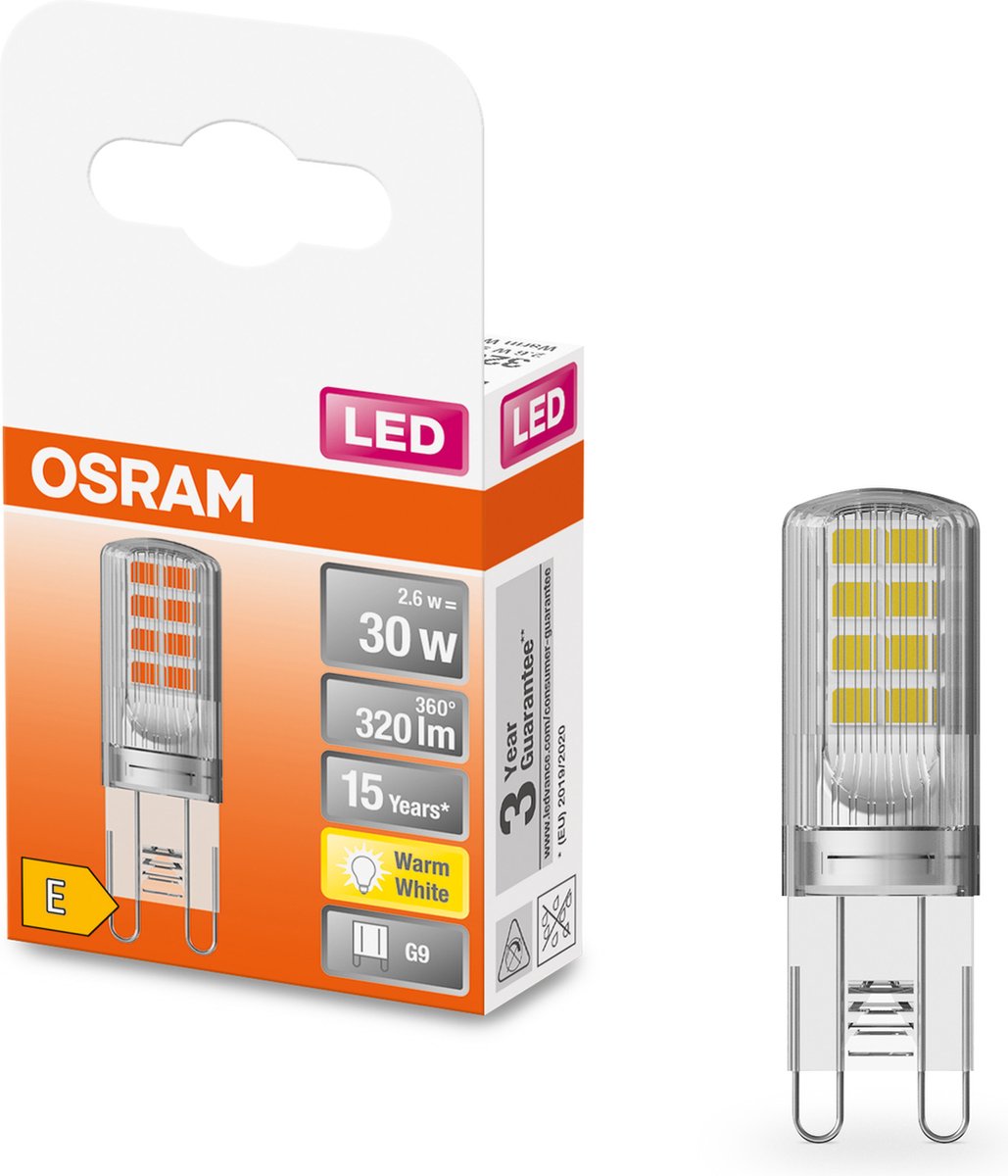 Osram LED-lampe - pin 30 - g9 - 2,6w - 320 lumen - varm hvid - ikke dæmpbar