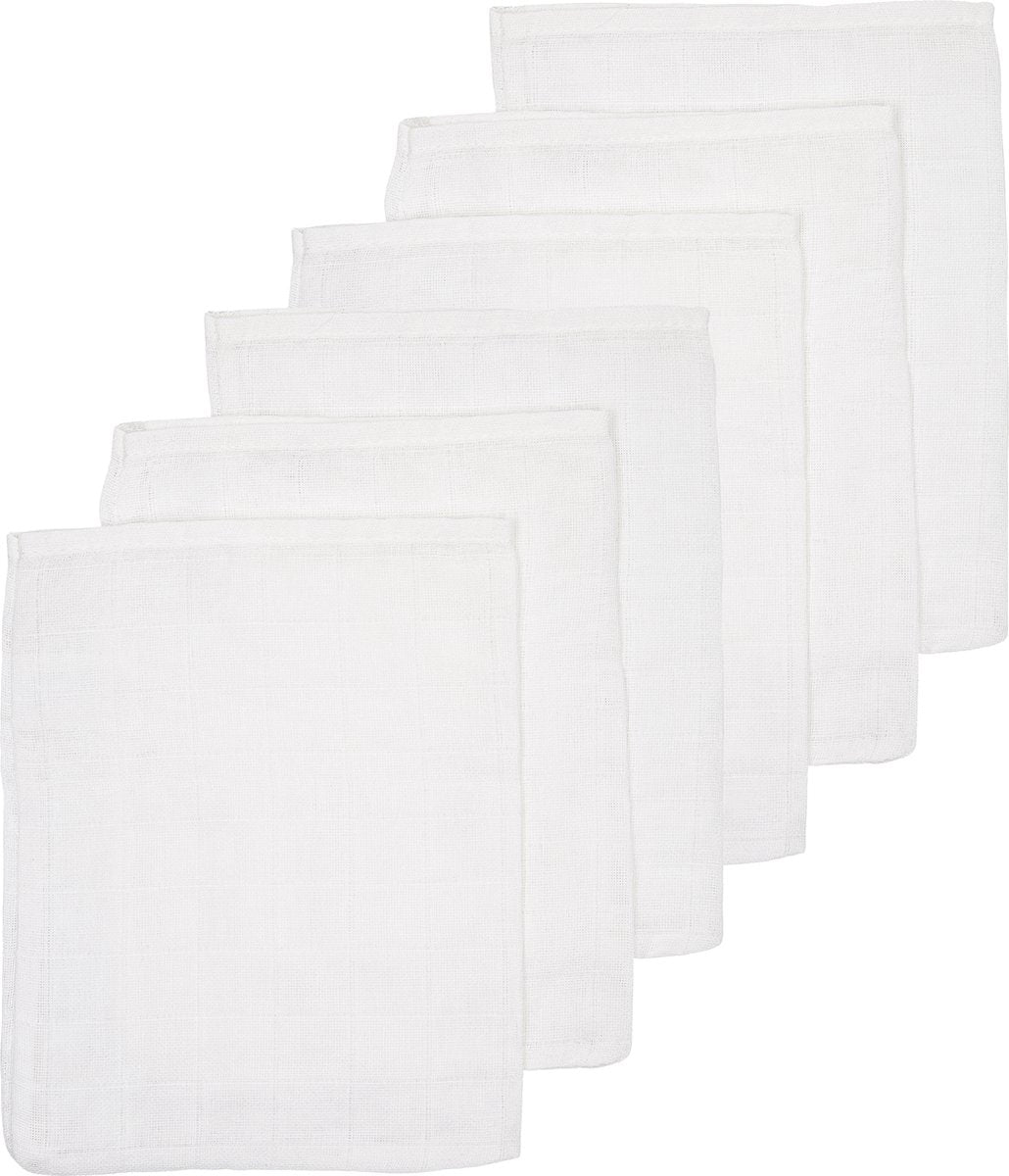 Meyco baby uni vaskeklude - 6-pak - hydrofil - hvid - 20x17cm