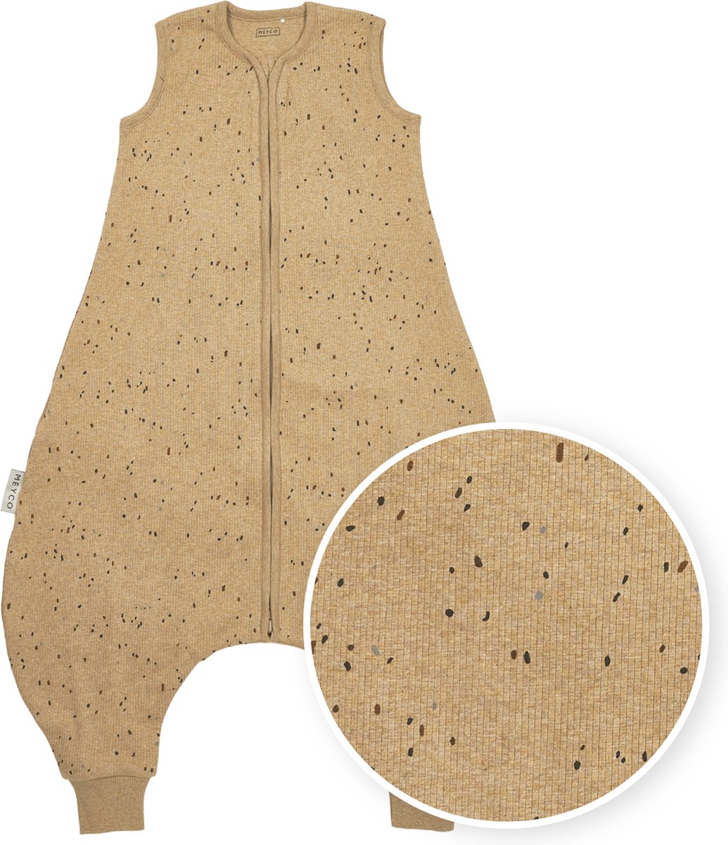 Meyco baby rib mini spot baby sommer sove overall trøje - toffee melange - 104cm - 0,5 tog