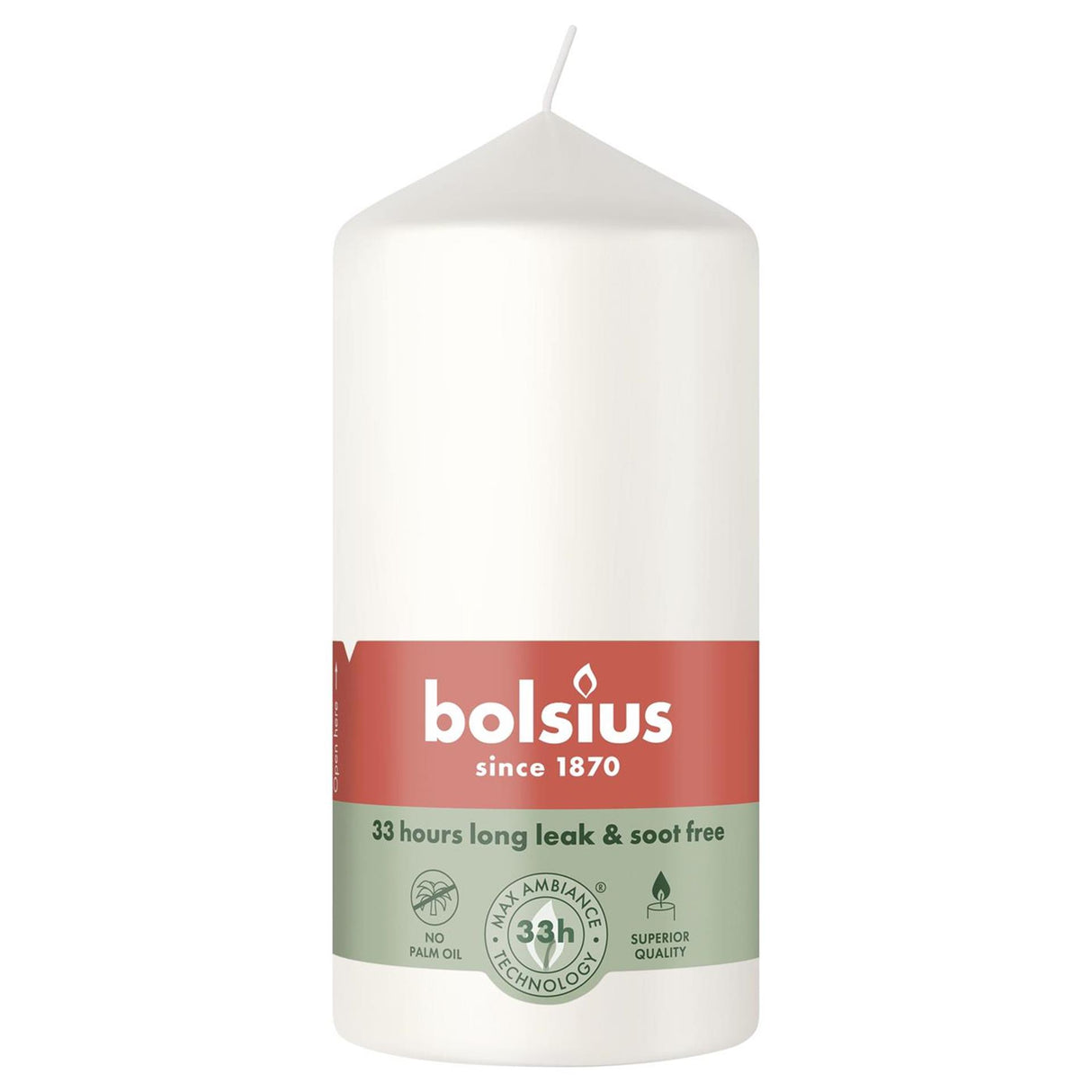 Bolsius søjlelys 120 58 sky hvid