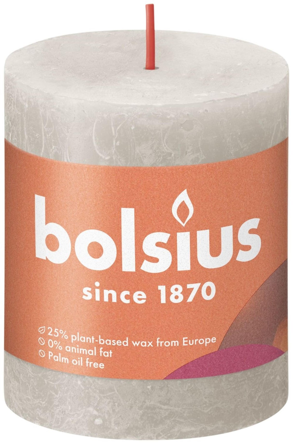 Bolsius shine kollektion rustik søjlelys 80 68 sandgrå - sandgrå