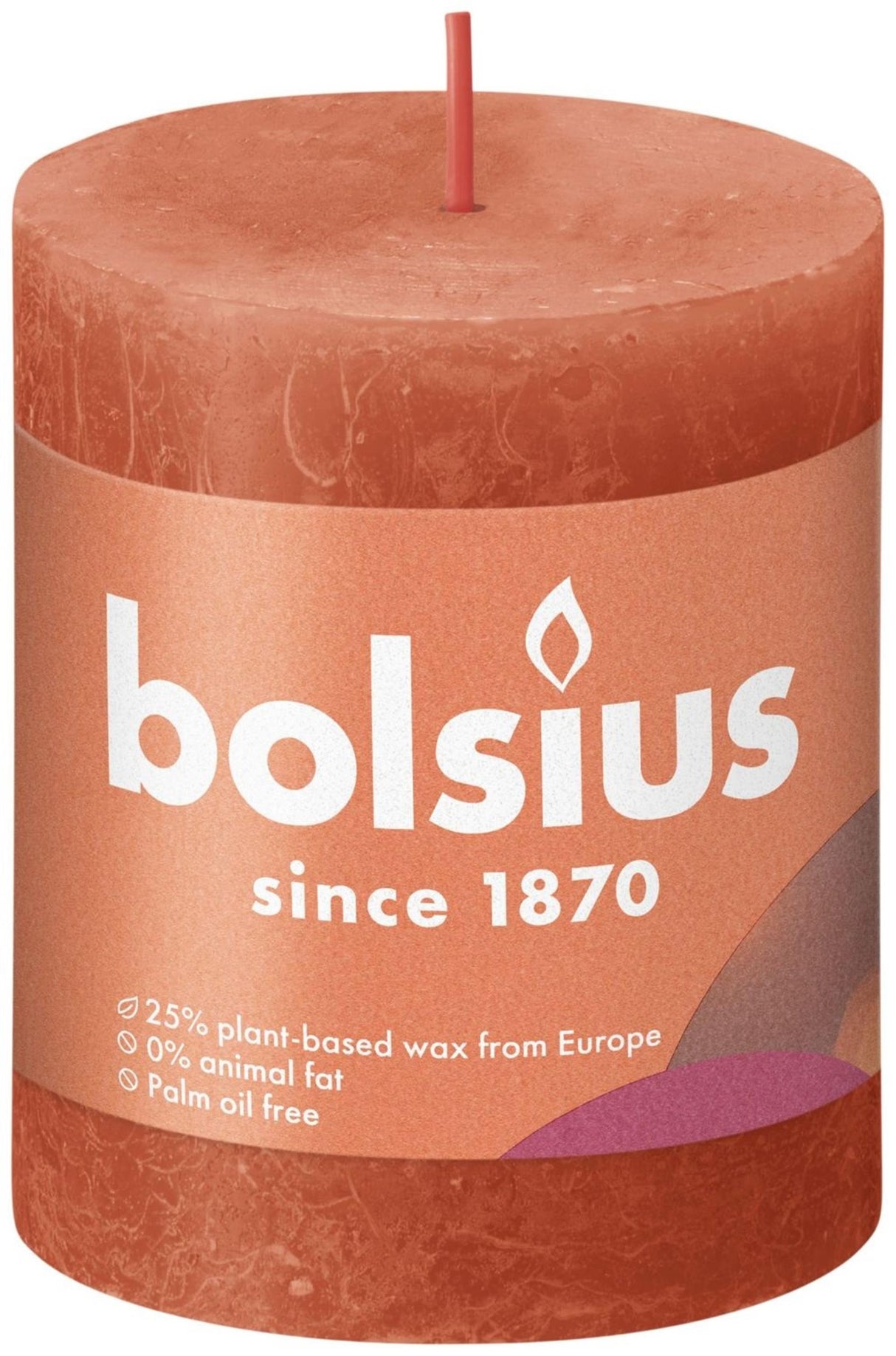 Bolsius shine kollektion rustik søjlelys 80 68 jordfarvet orange