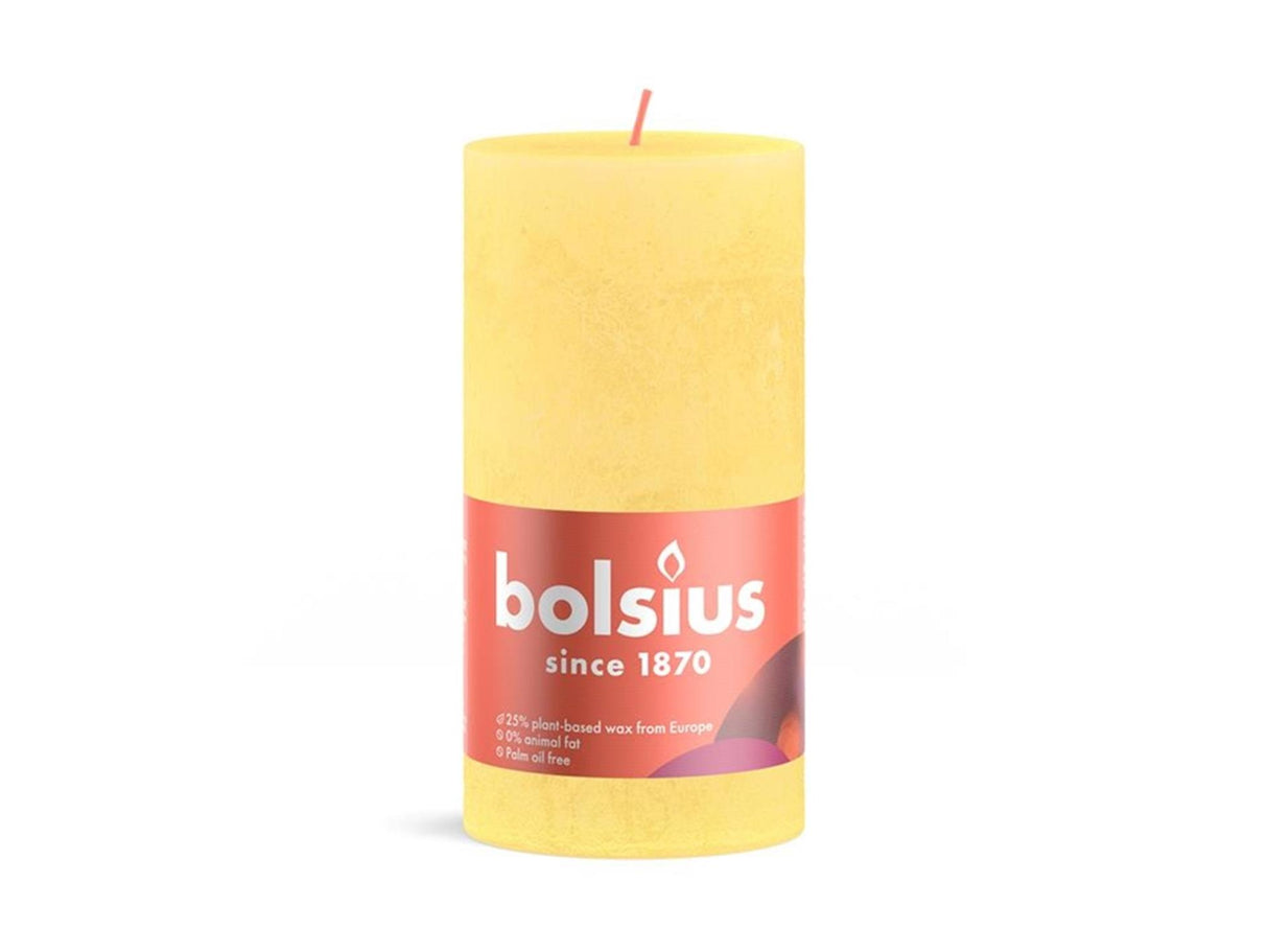 Bolsius shine kollektion rustik søjlelys 130 68 solgul