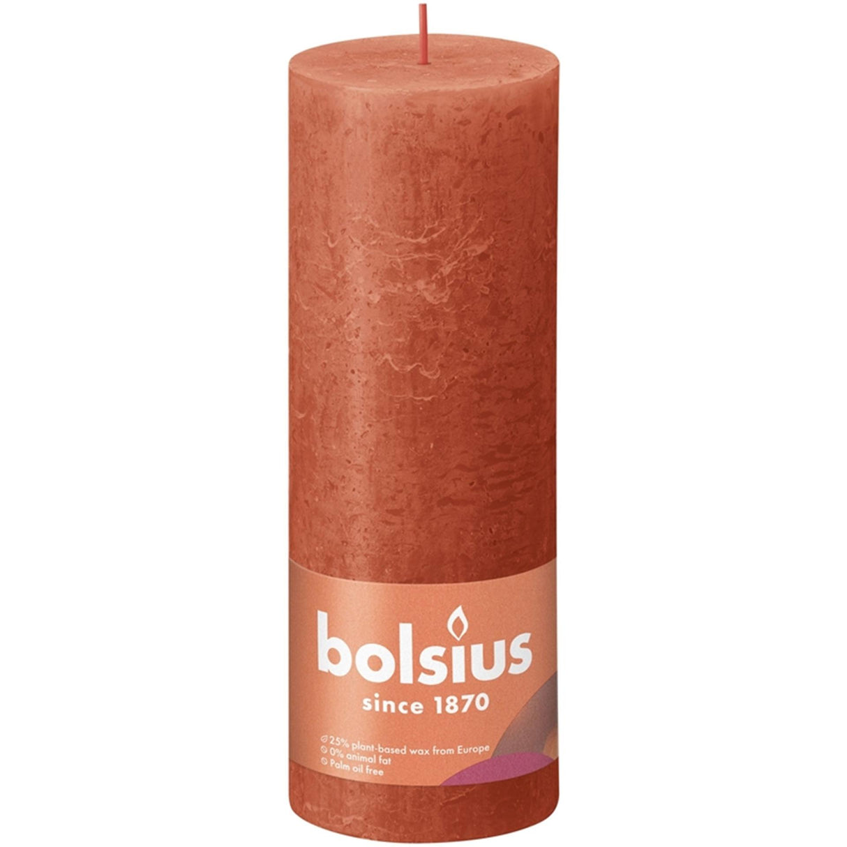 Bolsius shine kollektion rustik søjlelys 190 68 jordfarvet orange